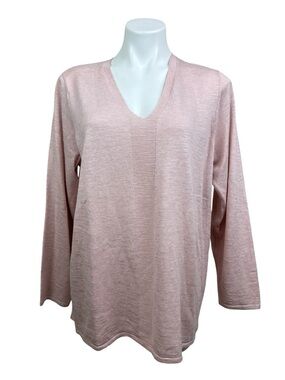 J Jill Light Mink Pink V-Neck Women's Sweater Linen Cotton Blend XL Lightweight